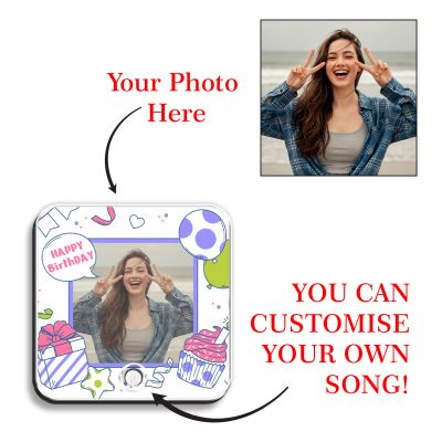Customized Happy Birthday Musical Fridge Magnet with Music Speaker  Rechargeable Speaker with On/Off Button  Birthday Gift for Girlfriend, Sister, Best Friend